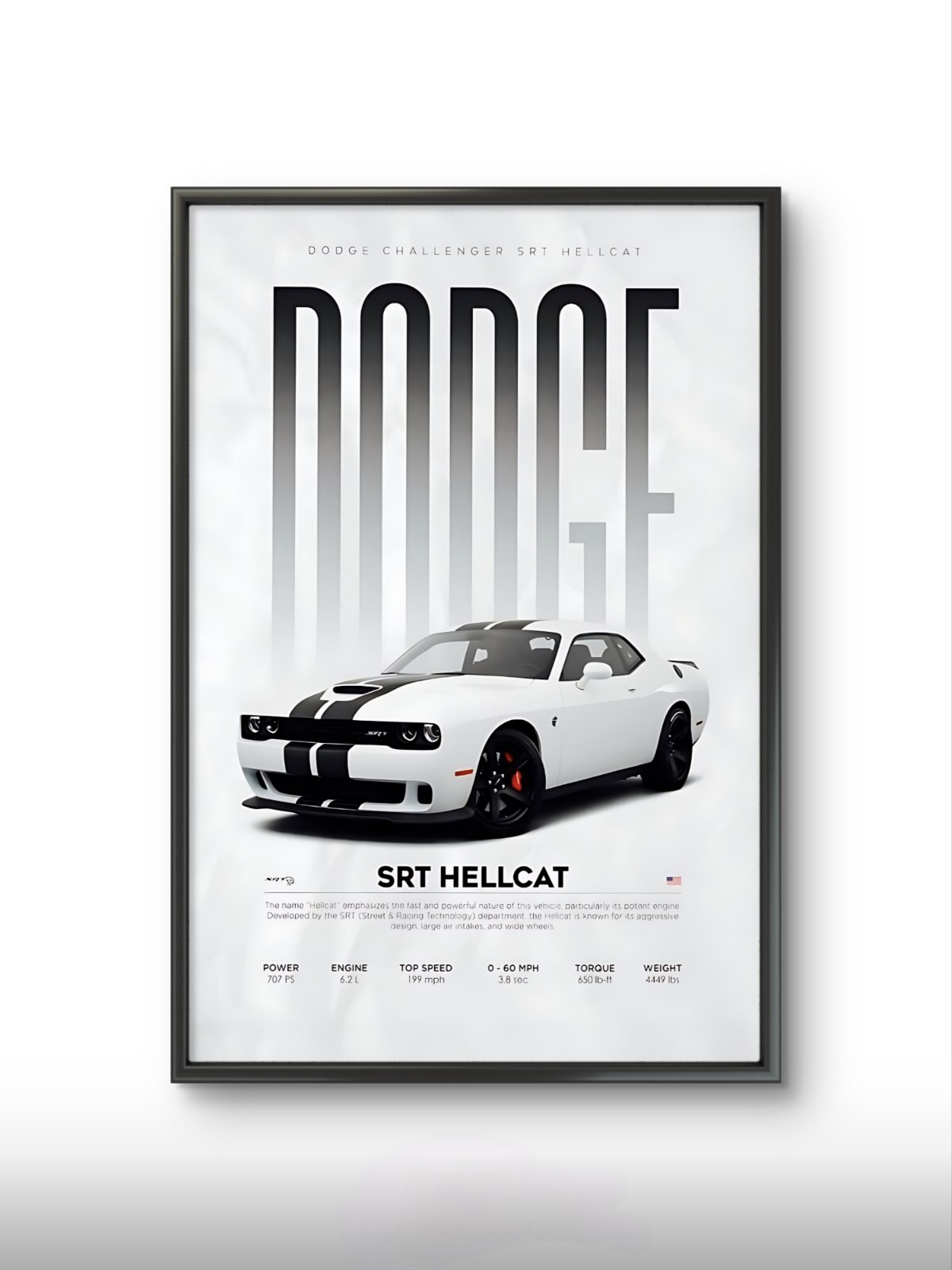  تابلو عکس DODGE SRT HELLCAT کد 3326 