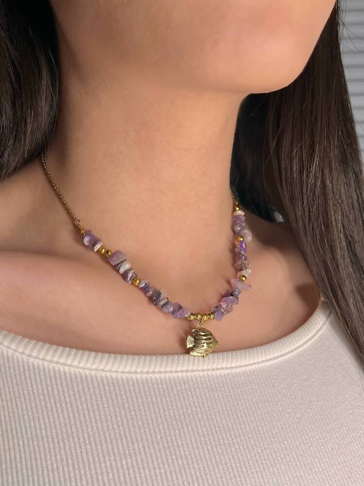 گردنبند زنجیر و سنگ