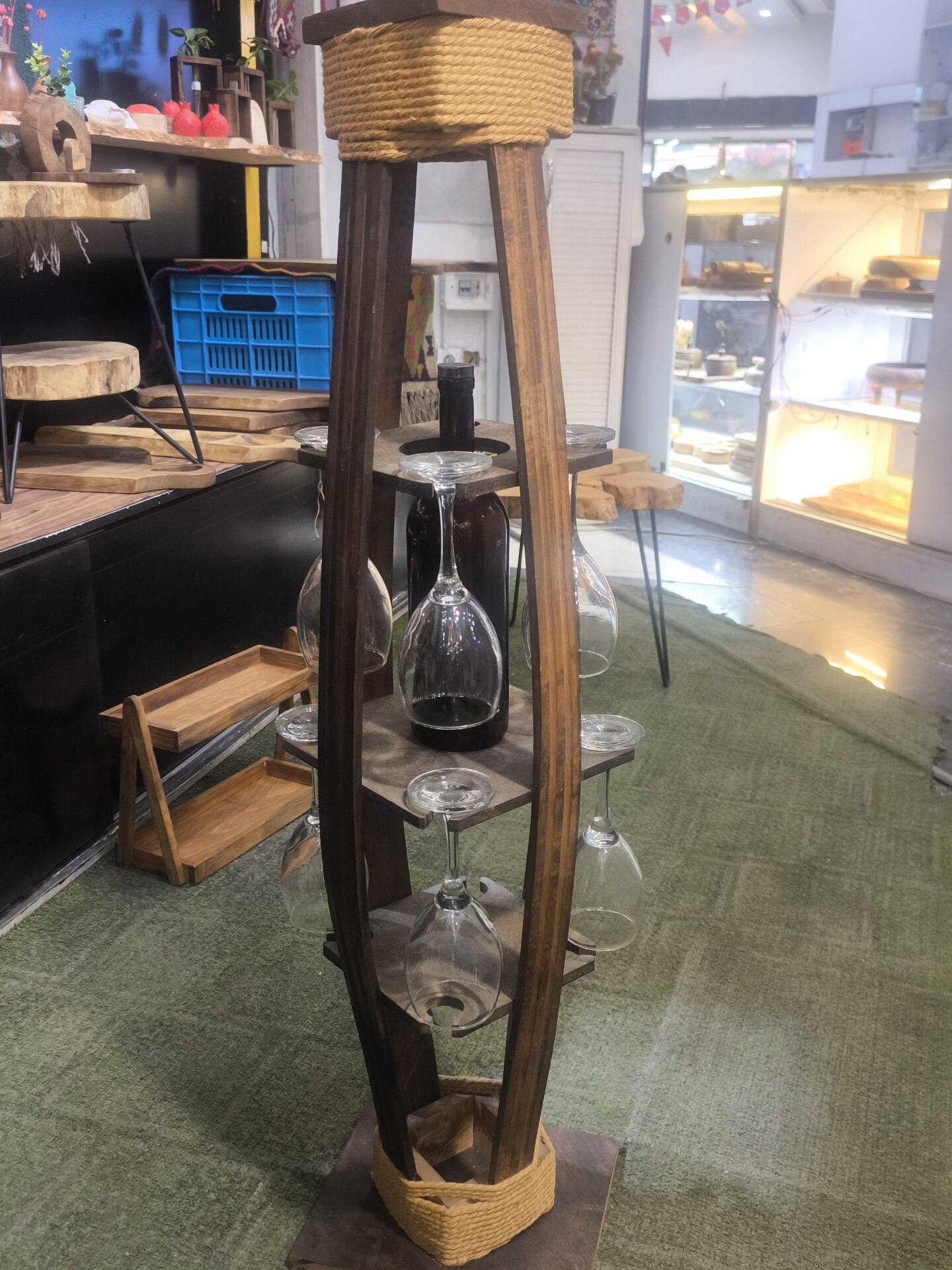  جا شربت خوری چوب گردو(بدون لیوان) کد 51 