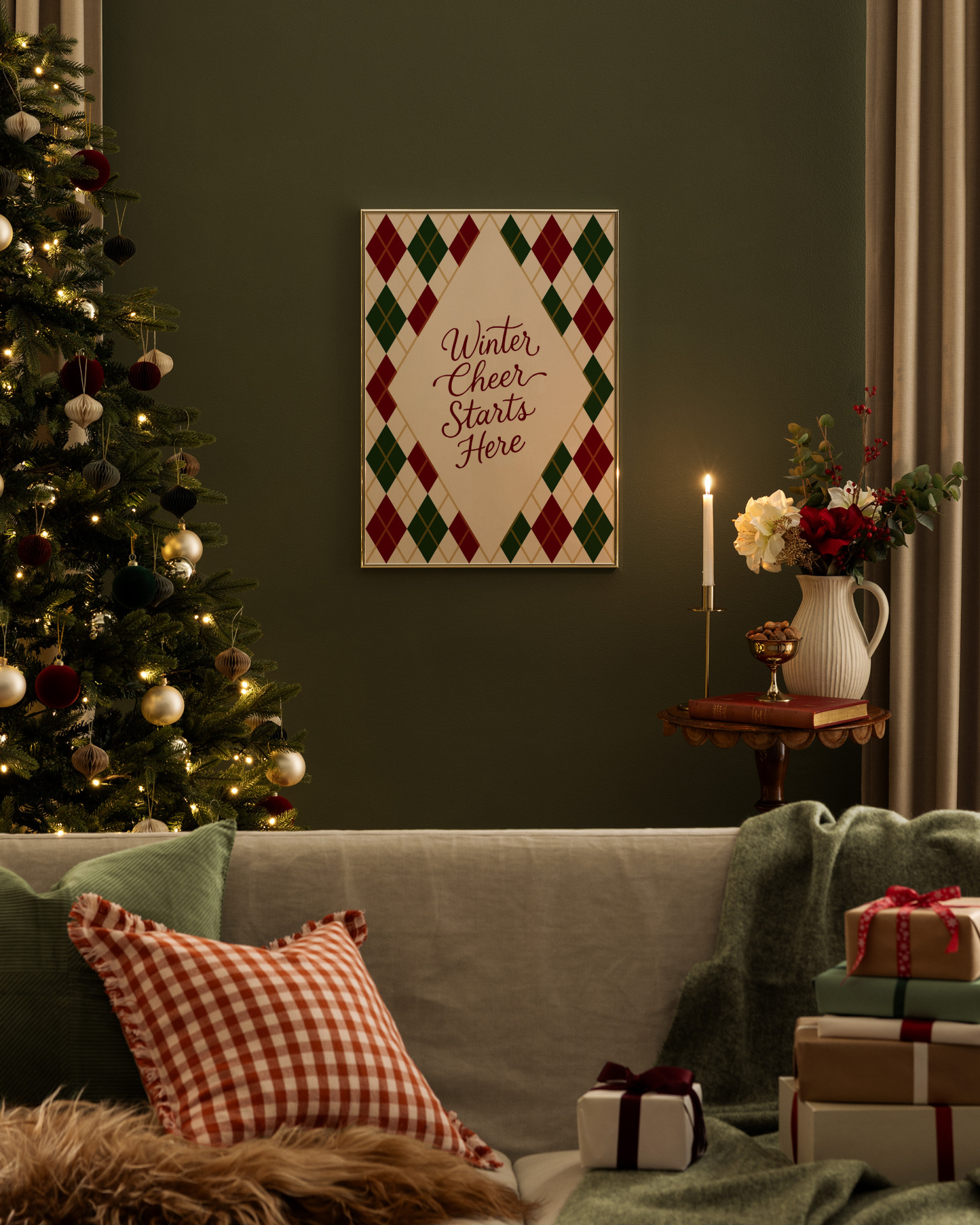  تابلو تایپوگرافی ( شادی زمستانی از اینجا شروع می‌شود ) کد 3111 