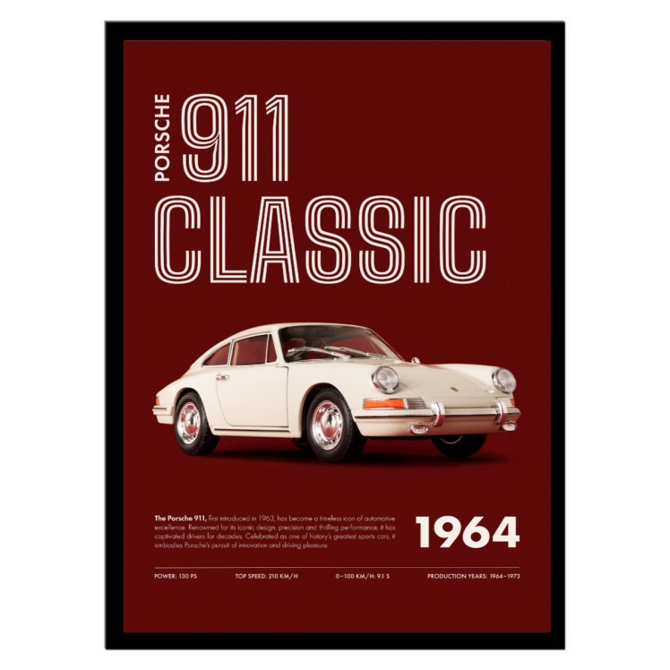 تابلو عکس پورشه 911 کلاسیک کد 2982