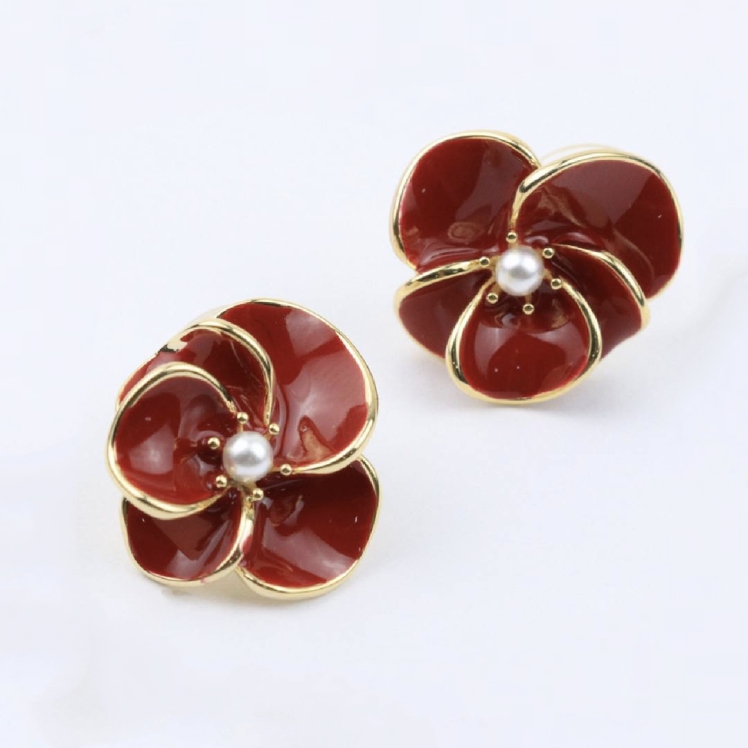 گوشواره رز گل میناکاری