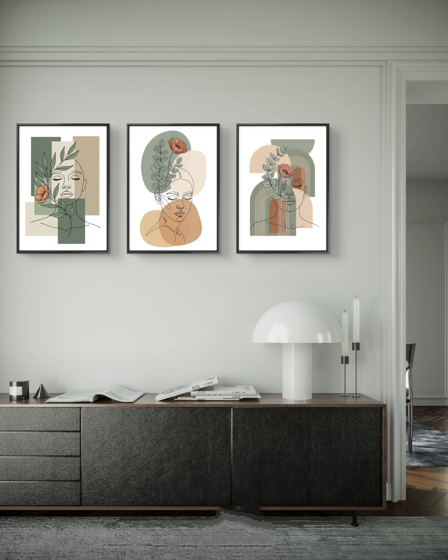 تابلو دکوراتیو سه تکه ( تریپتیک Triptych ) کد 12