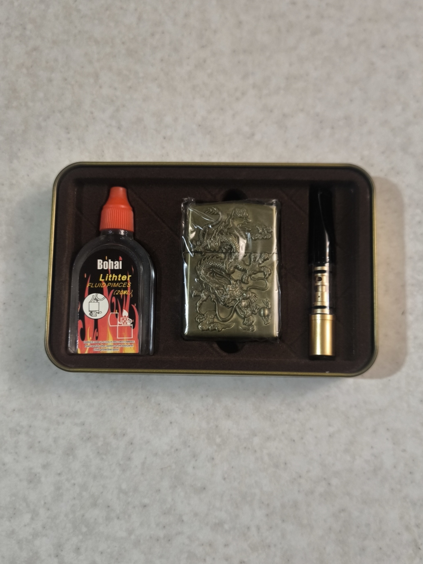  فندک ست سه تایی(فندک/فیلتر سیگار/بنزین) 