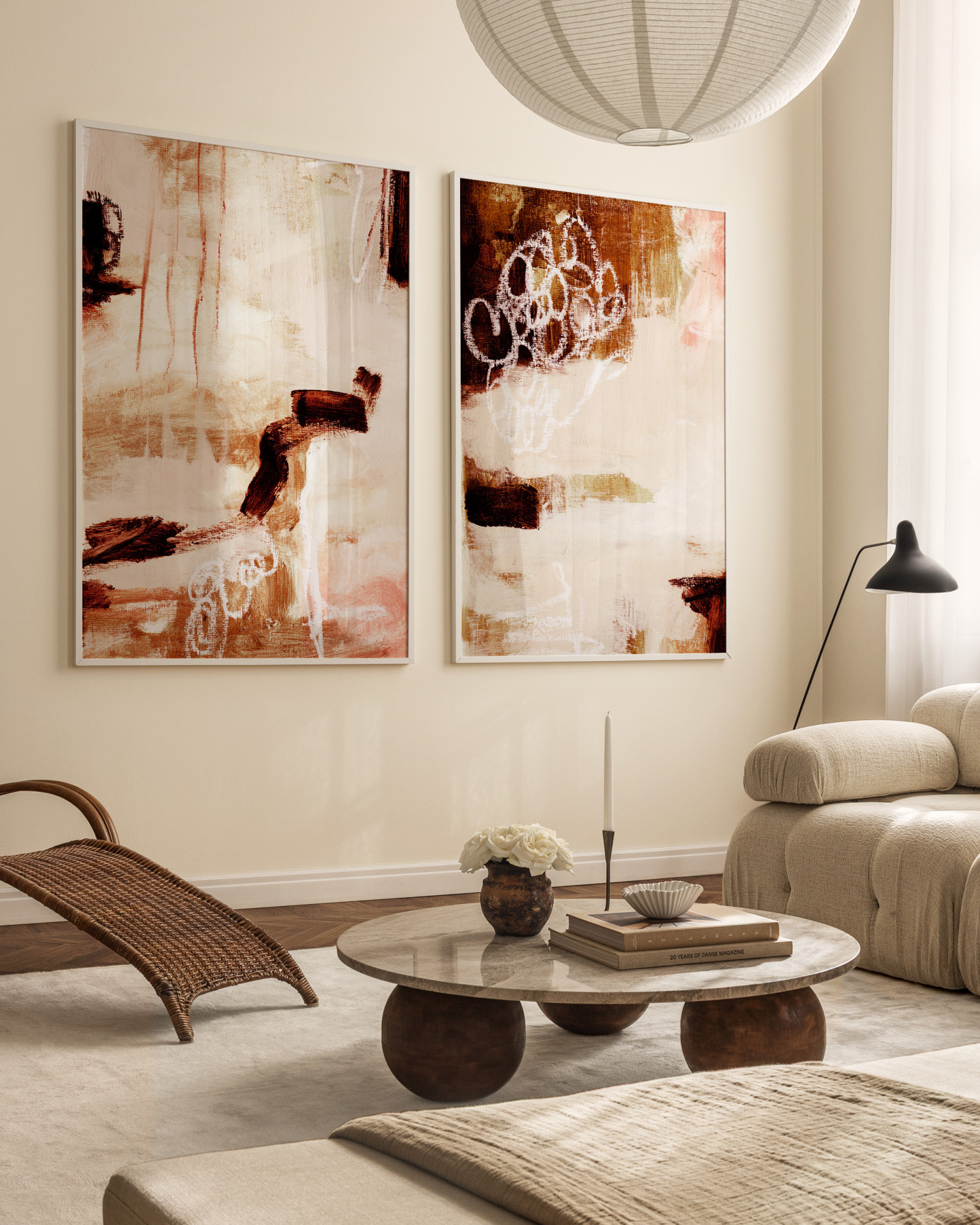  تابلو دکوراتیو دو تکه ( تریپتیک Triptych ) کد 77 